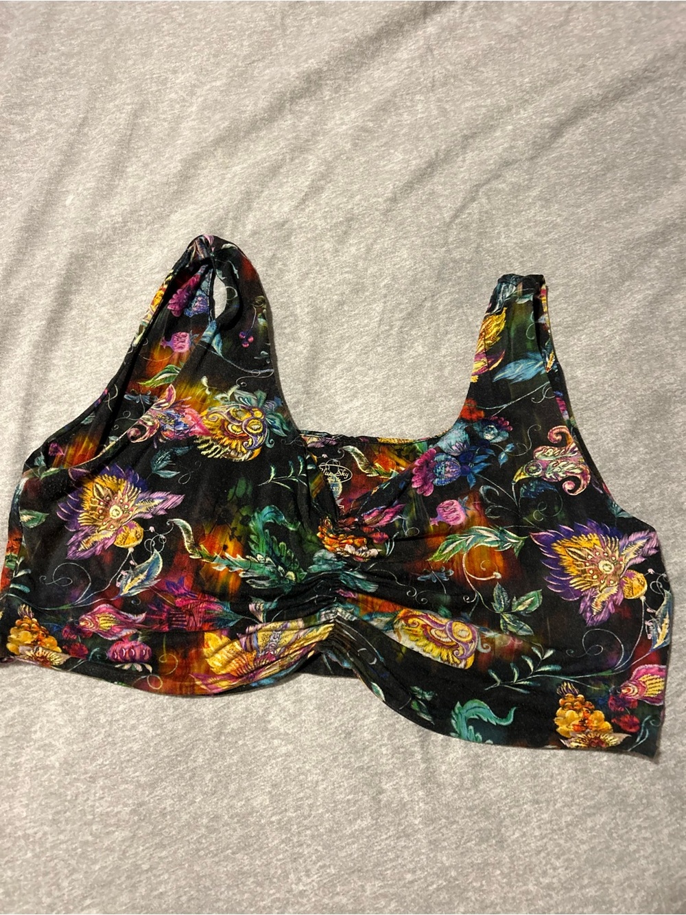 Floral Multicolor Scoop Neck Women's Crop Top